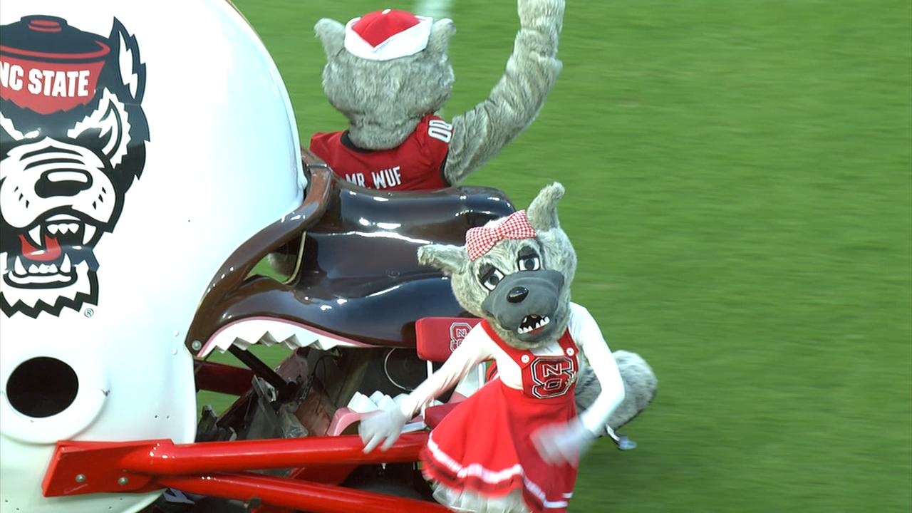 NC State's mascot takes an unfortunate tumble