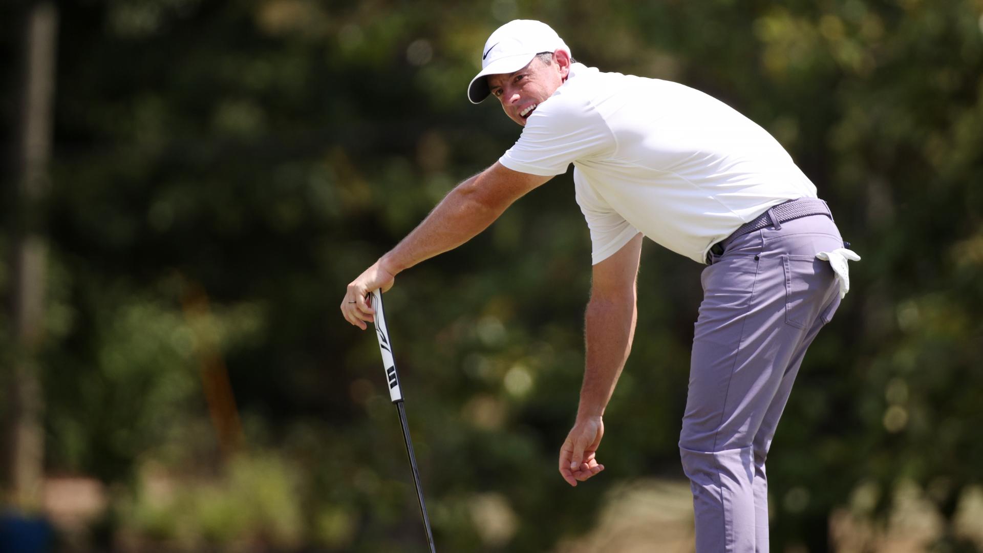 Rory can't believe this birdie putt didn't fall