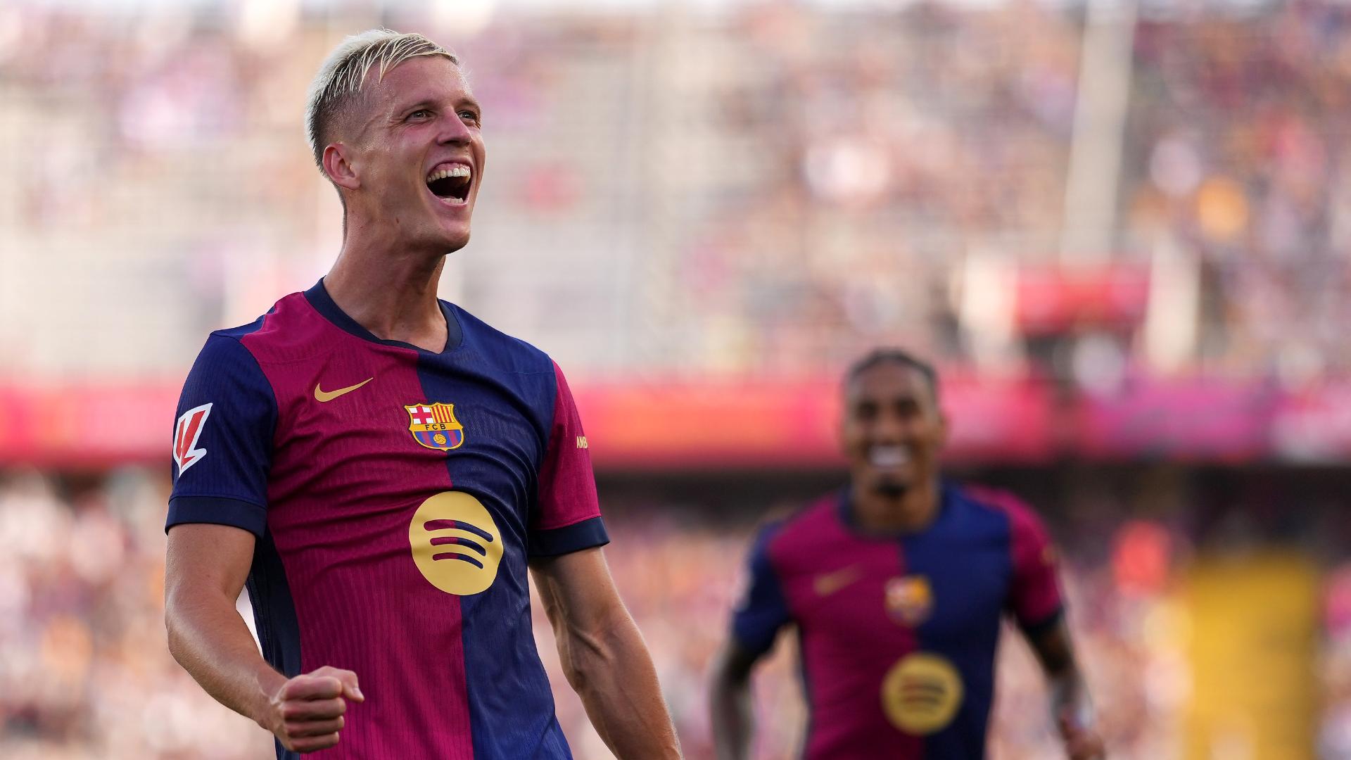 Dani Olmo scores for Barcelona on home debut