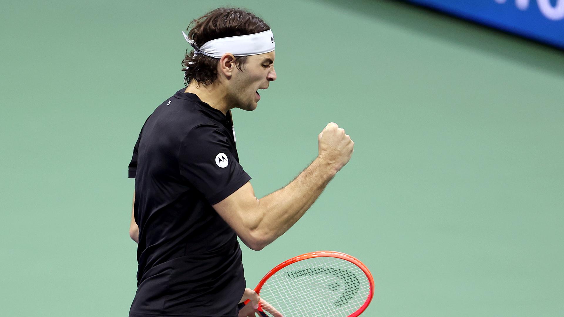 Taylor Fritz is hyped after winning 2nd set vs. Frances Tiafoe