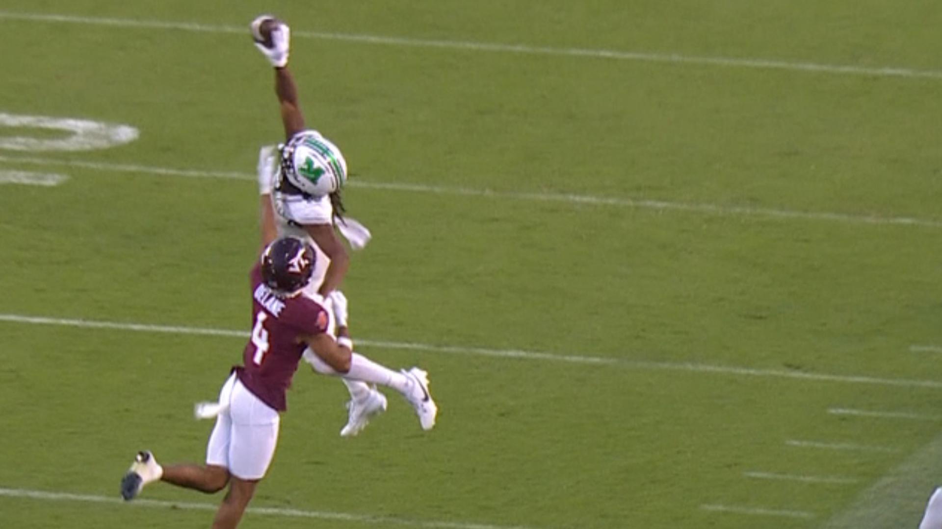 Marshall's Christian Fitzpatrick goes up for ridiculous one-handed catch