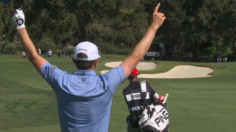 Mackenzie Hughes holes out for eagle from the fairway