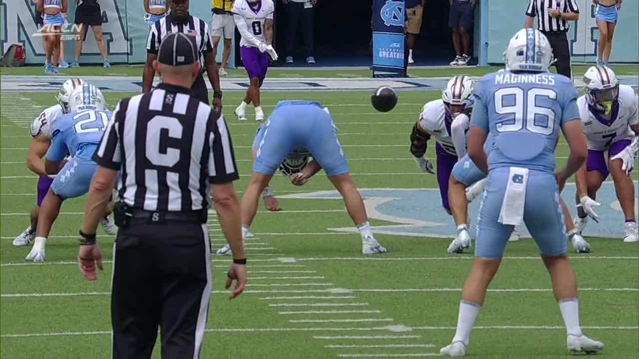 JMU's Jayden Mines completes the scoop-and-score TD after blocked punt