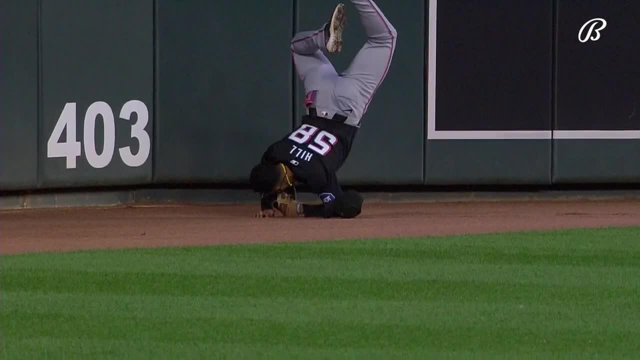 Derek Hill makes acrobatic catch to keep Marlins in the game