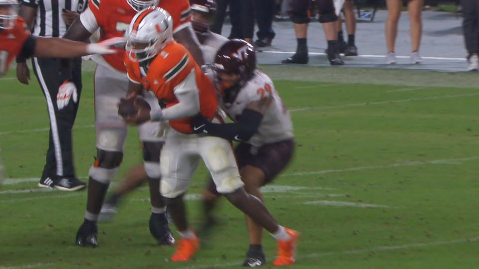 Cam Ward makes Heisman-like play to avoid sack and somehow set up Miami's TD