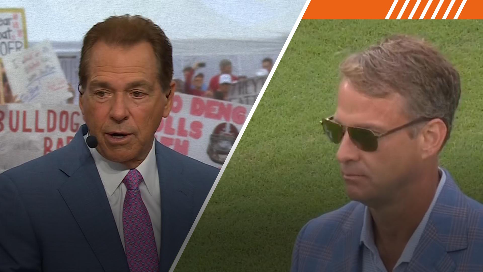 Lane Kiffin pokes fun at Nick Saban's commercials: 'Who is this guy?!'