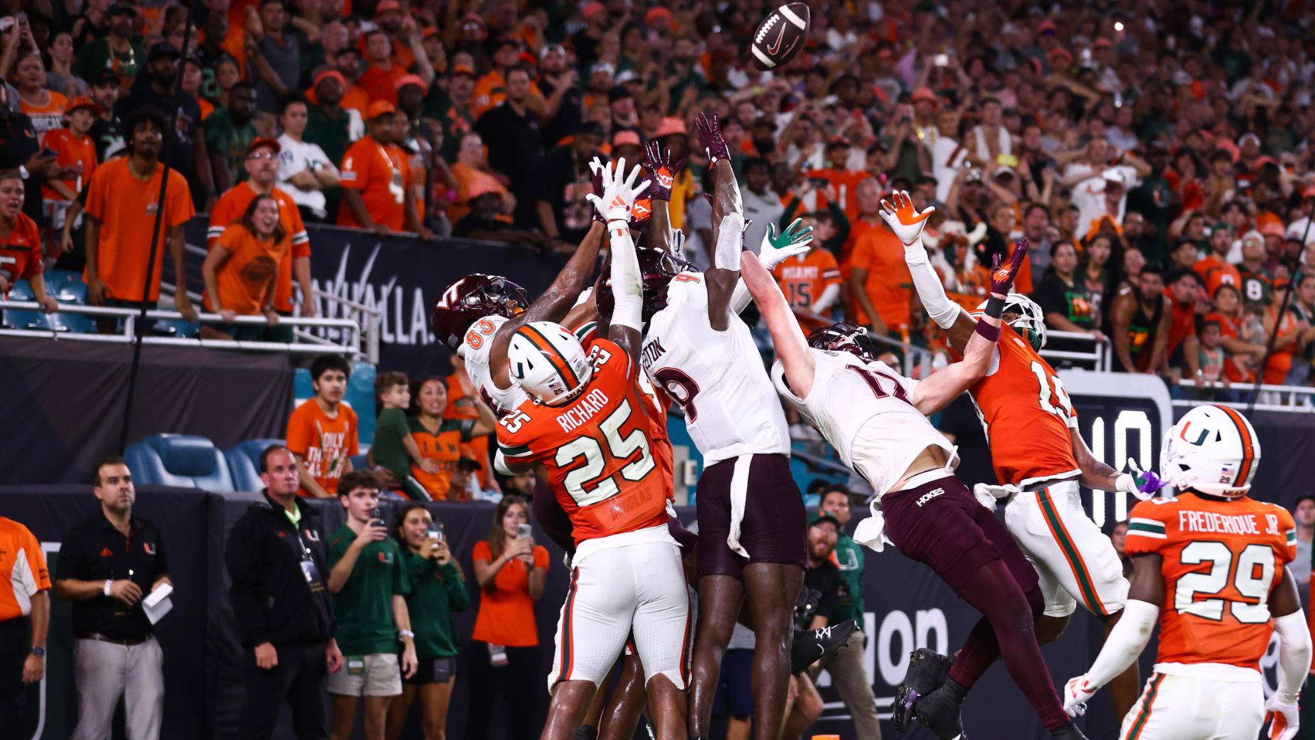 Miami survives as Virginia Tech's Hail Mary ruled incomplete after review