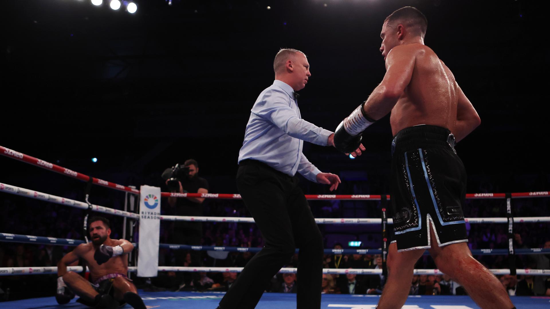 Nick Ball knocks Ronny Rios out of the boxing ring for win
