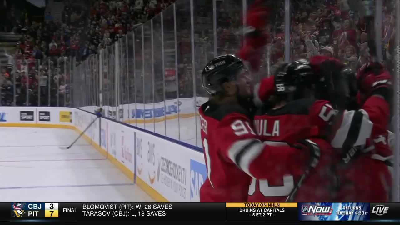 Seamus Casey scores his first NHL goal for the Devils