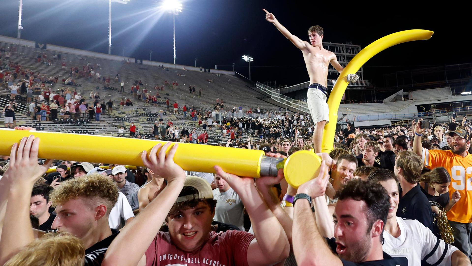 Vanderbilt fans storm field after historic win over Alabama