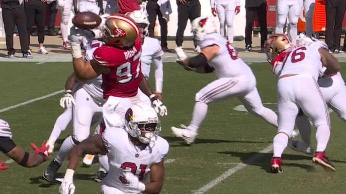 Nick Bosa leaps for stellar INT