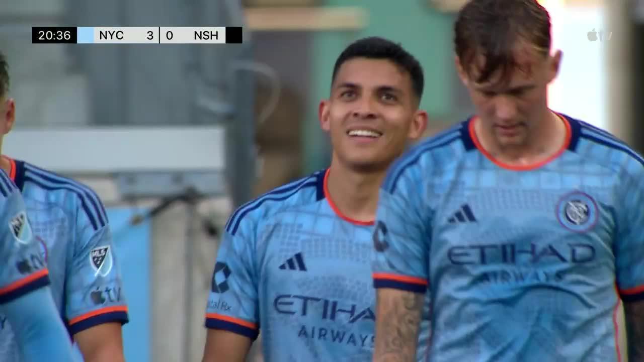 Adrián Martínez slots in the goal for New York City FC