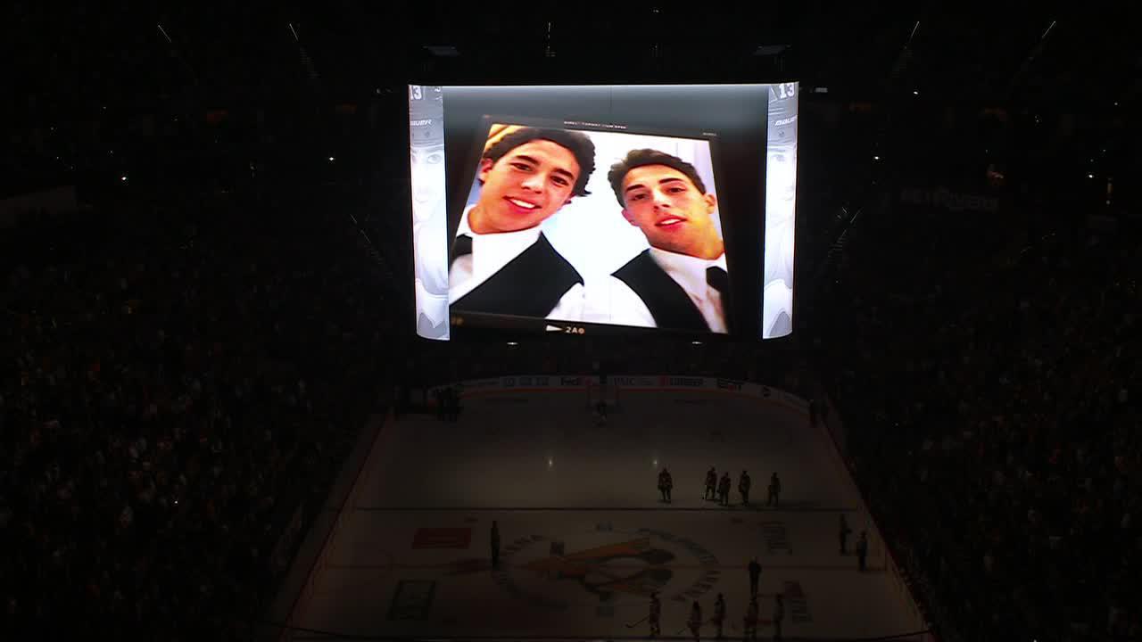 Penguins hold tribute to Gaudreau brothers on opening night