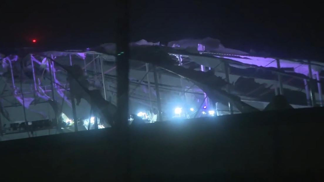 Tropicana Field roof damaged from Hurricane Milton