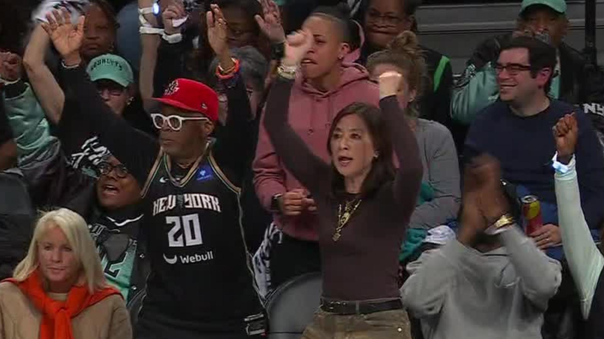 Breanna Stewart's trey gets Spike Lee on his feet