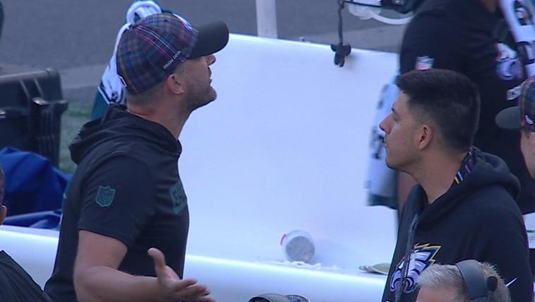 Nick Sirianni appears to yell at home fans