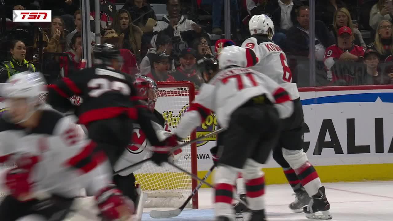 Check out the crowd reaction to Jake Sanderson breaking the glass