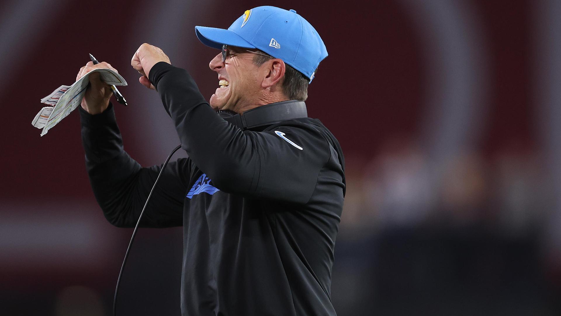 Jim Harbaugh irate at refs late in 4th