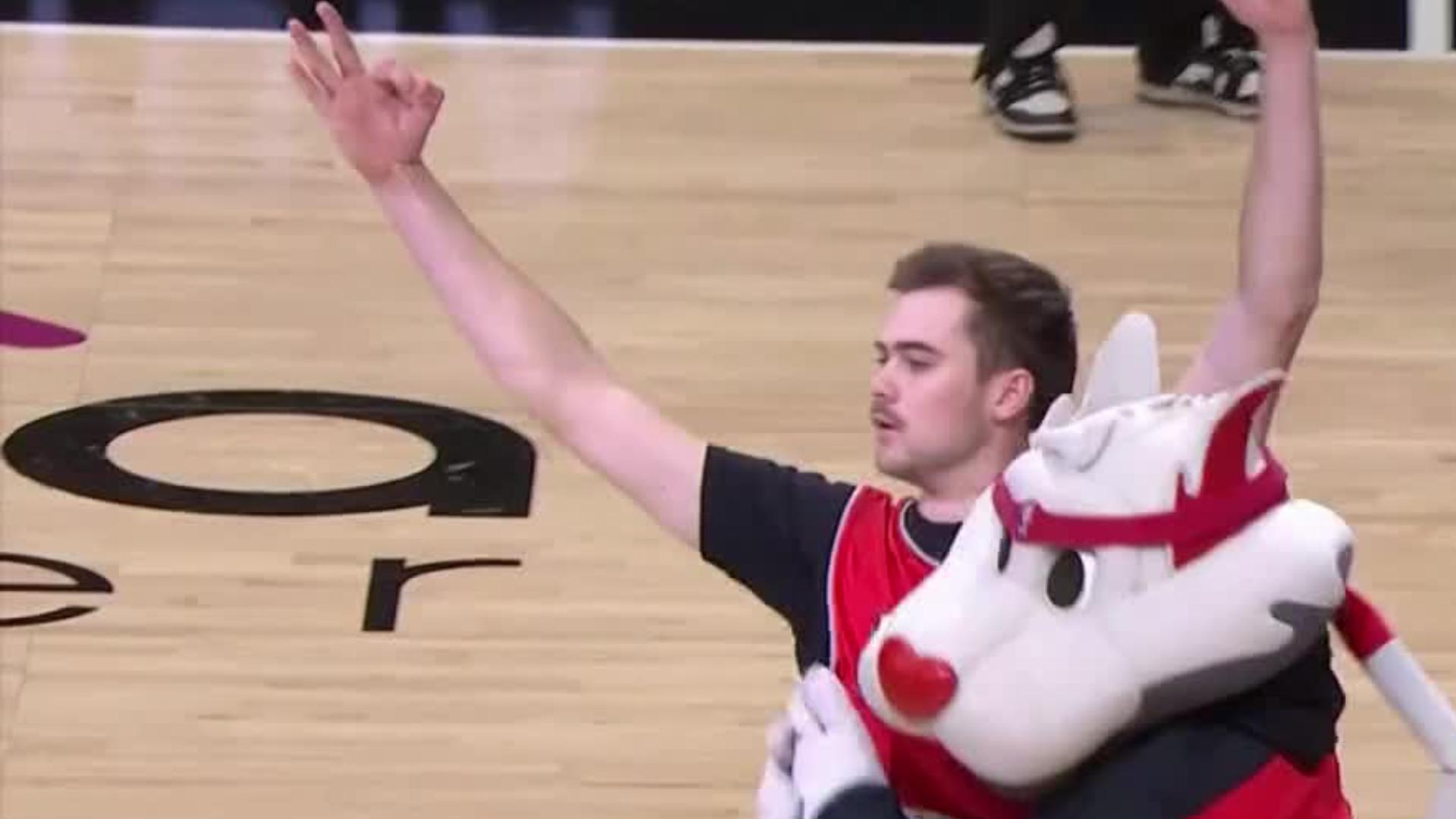 Blazers fan wins car with half-court shot