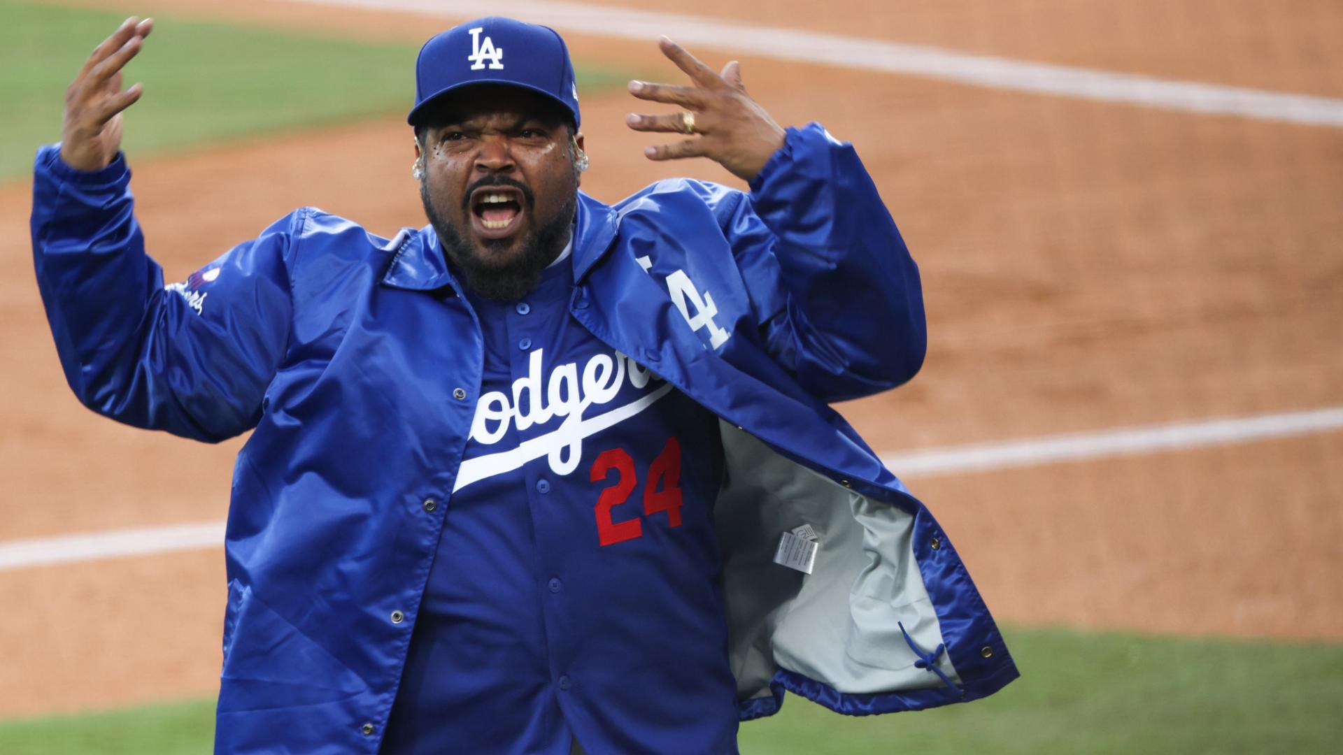 Ice Cube fires up the Dodgers' crowd with epic mic drop