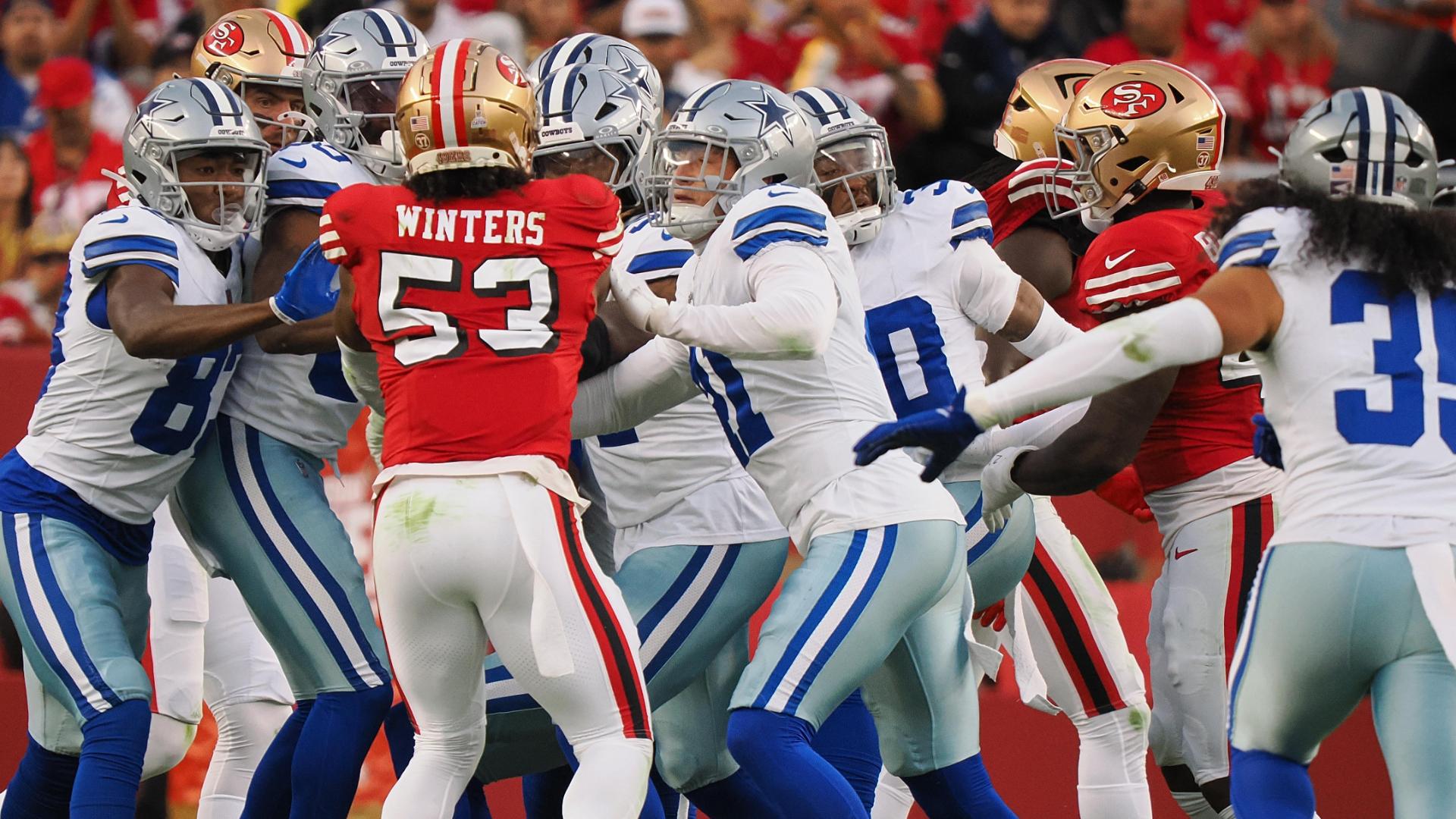 Tempers rise between 49ers and Cowboys in 1st quarter
