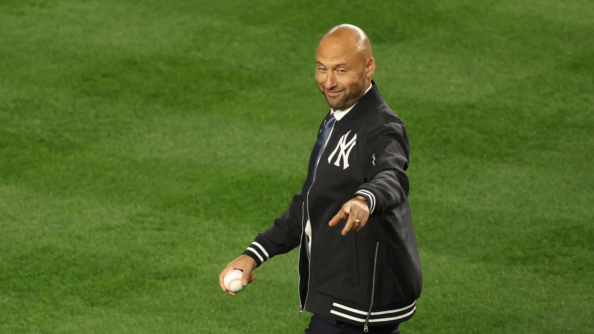 Derek Jeter fires a strike on first pitch for Game 3