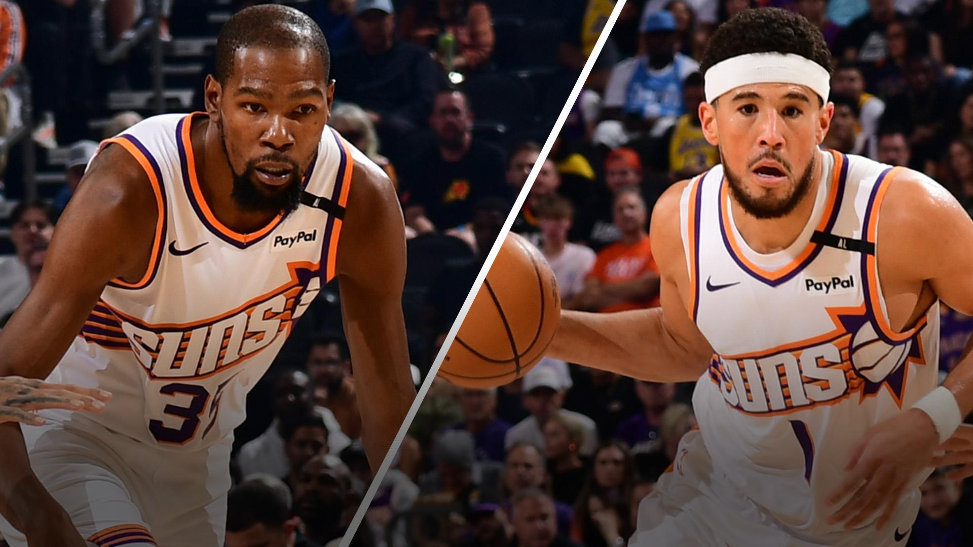 KD, Booker combine for 63 points to hand Lakers 1st loss