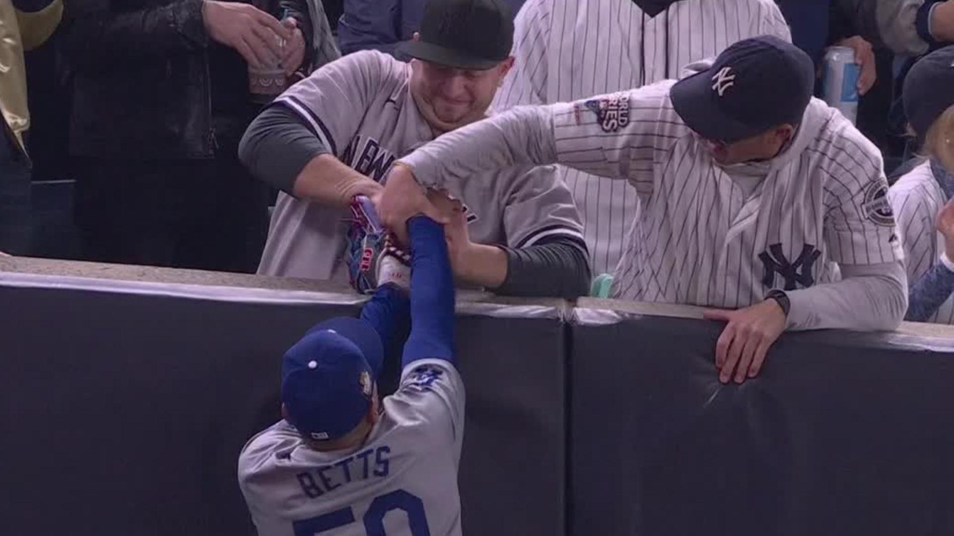 Yankees fans rip ball away from Mookie Betts on pop-fly out