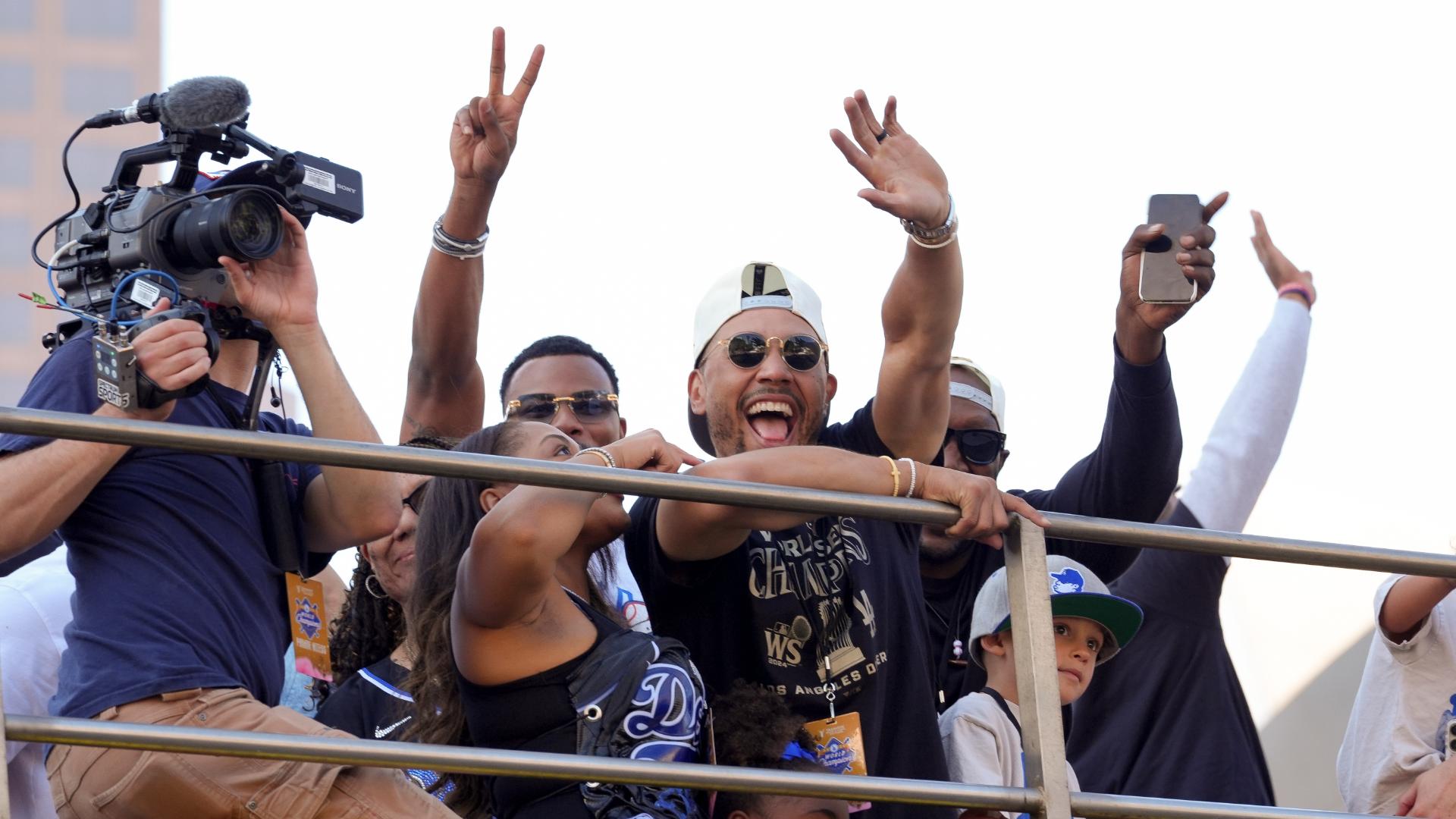 The Dodgers celebrate their World Series title with a parade