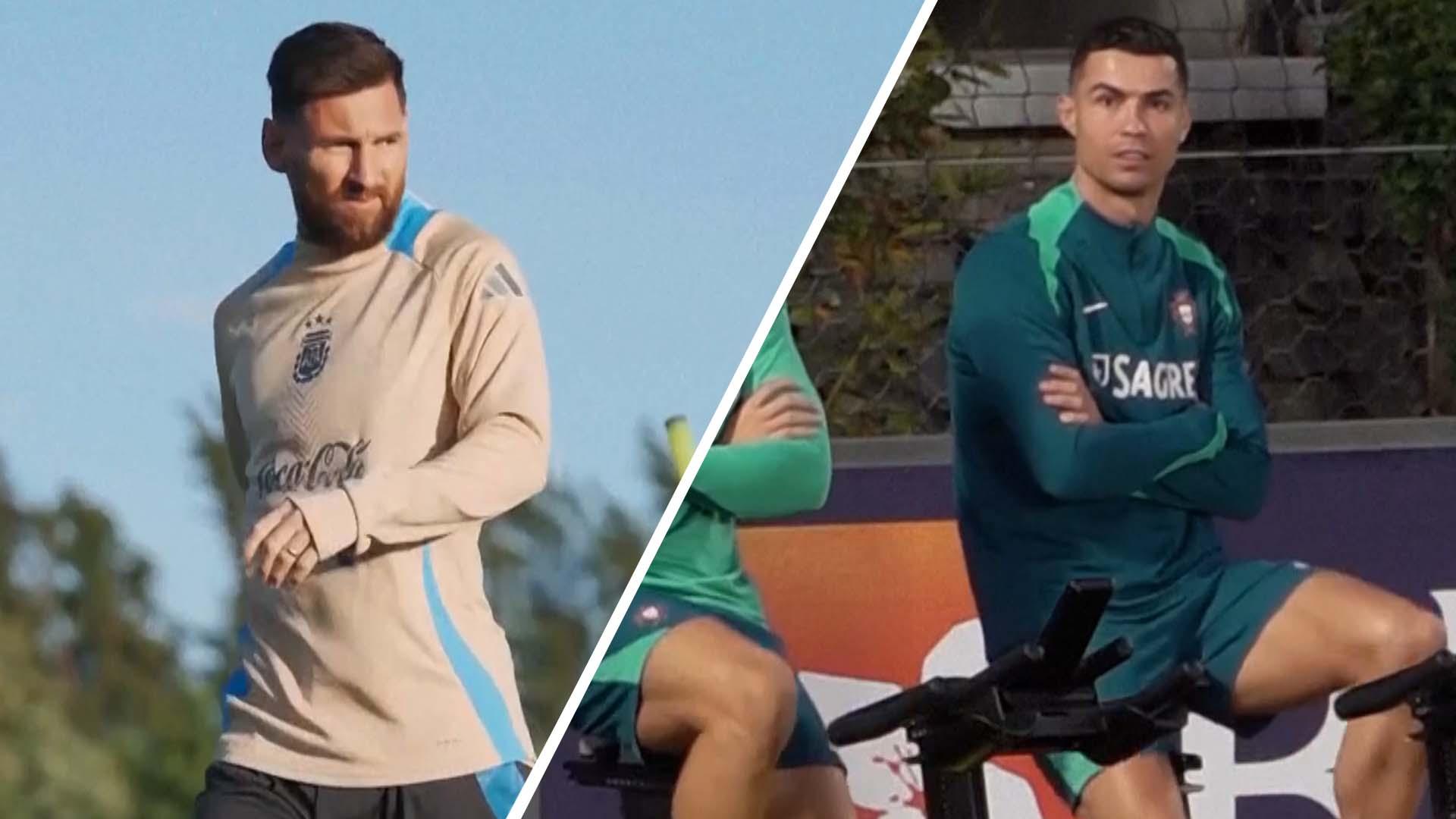Messi and Ronaldo train ahead of international fixtures