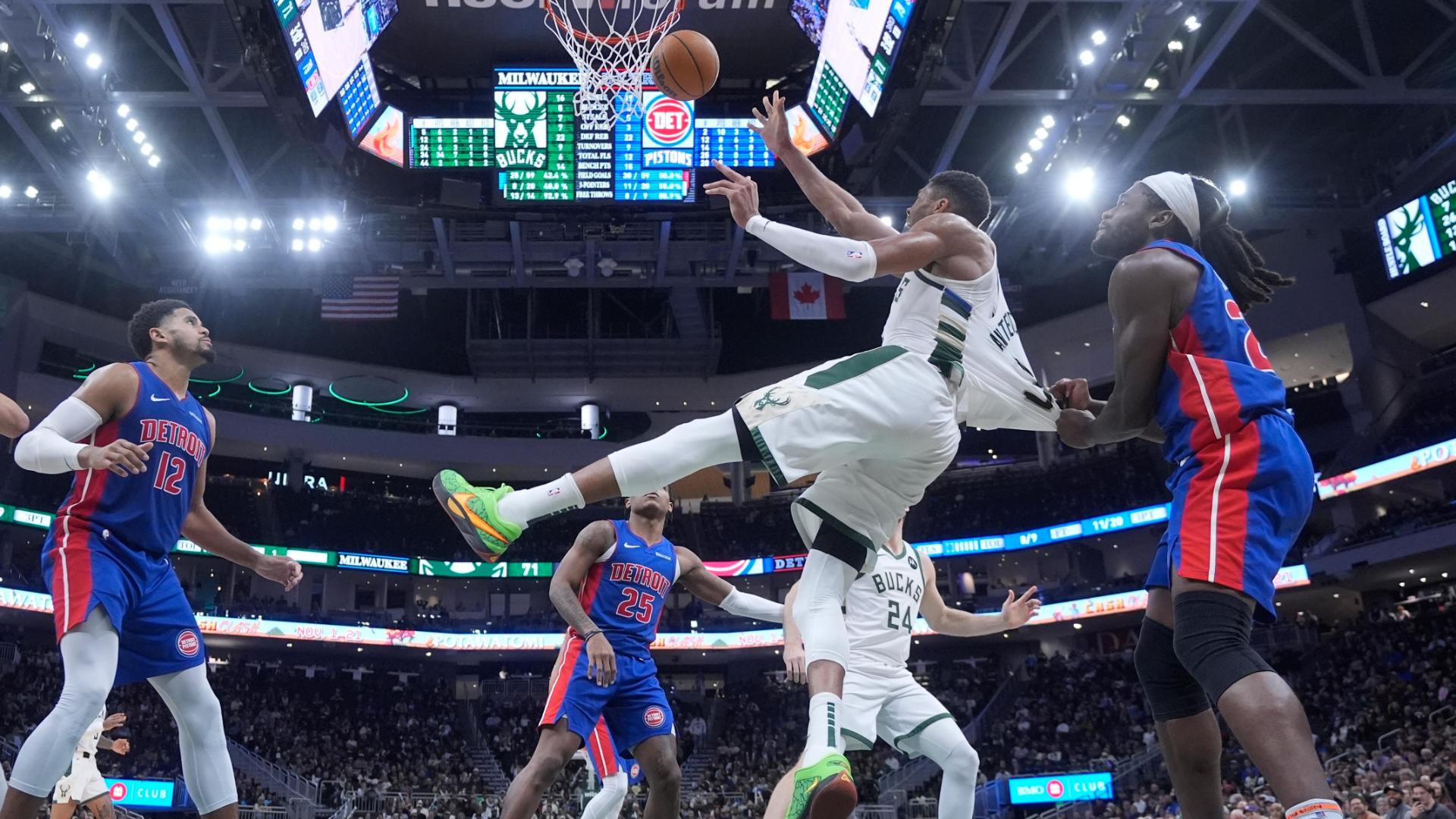 Yanking Giannis to the floor gets Isaiah Stewart ejected