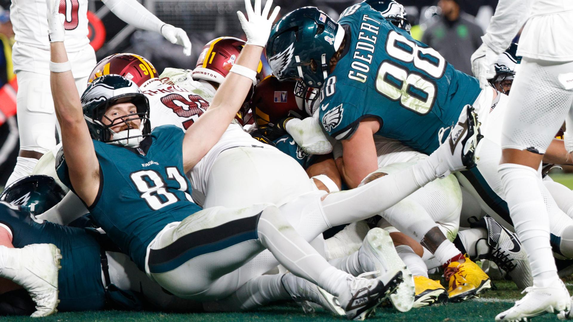 Eagles burrow across goal line with tush-push TD