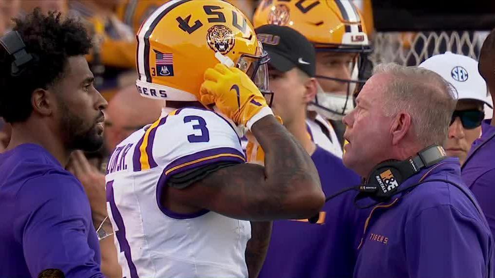 Brian Kelly gets into it with LSU players on the sideline