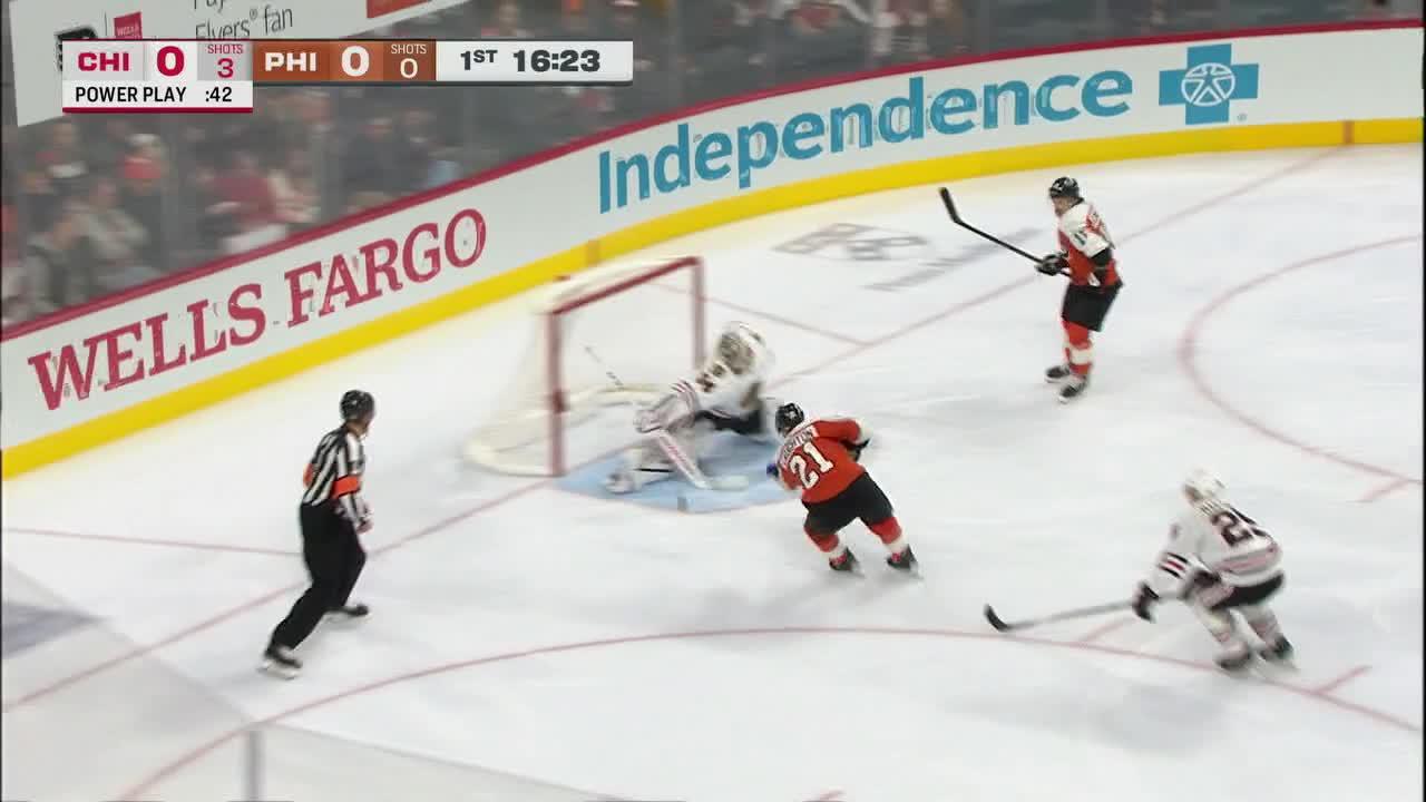 Petr Mrazek shuts down 2-on-0 for Blackhawks