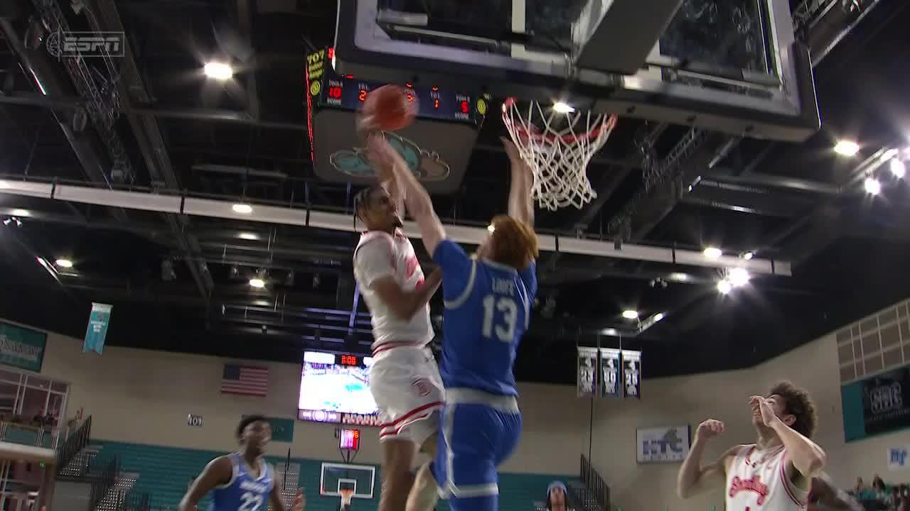 Bradley's Darius Hannah stares down defender after posterizing him