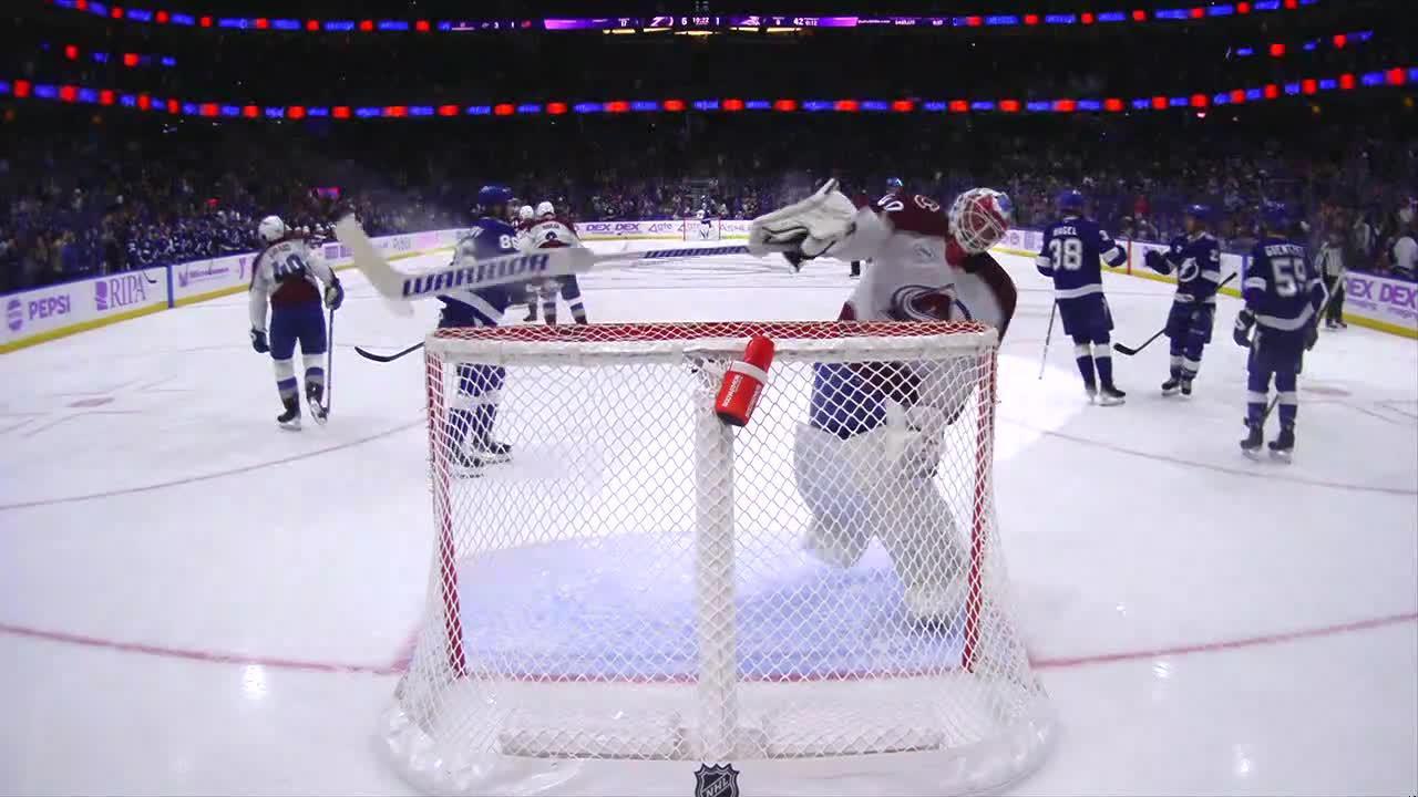 Avs goalie hurls stick in frustration after 6th Lightning goal