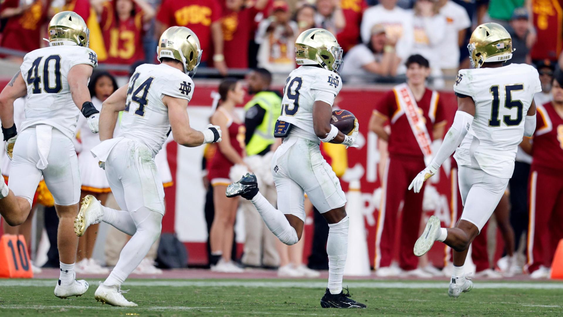 Notre Dame's defense steps up for two massive pick-sixes