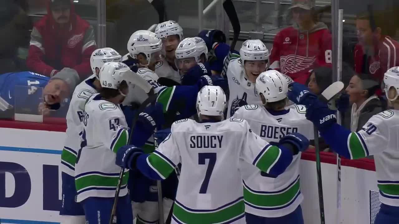 Jake DeBrusk completes his hat trick to win it for Vancouver