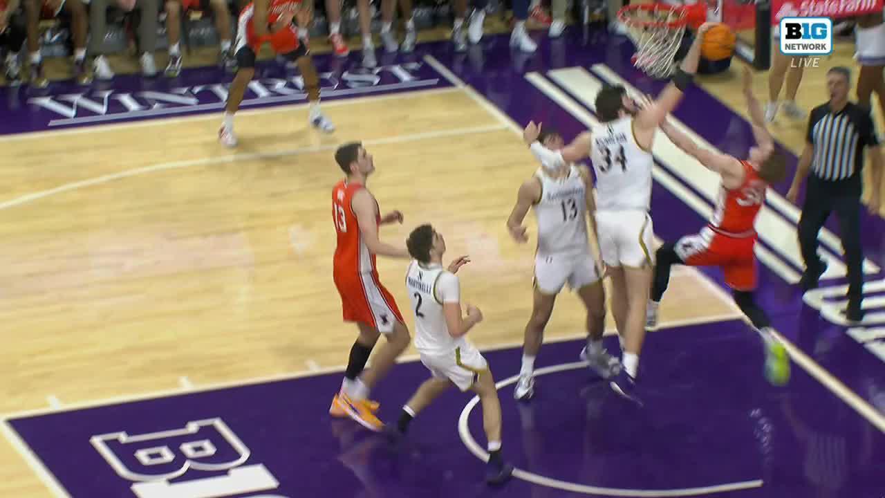 Northwestern pins key block off glass in upset win over No. 19 Illinois