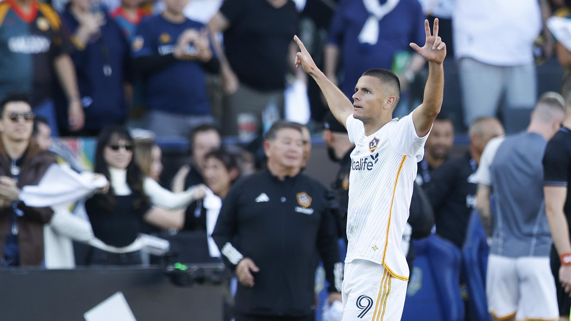 Dejan Joveljic's off-balance finish doubles Galaxy's lead