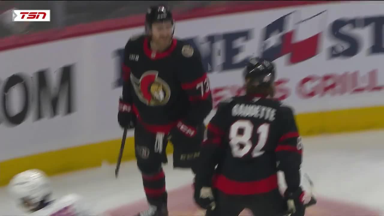 Adam Gaudette lights the lamp for Senators