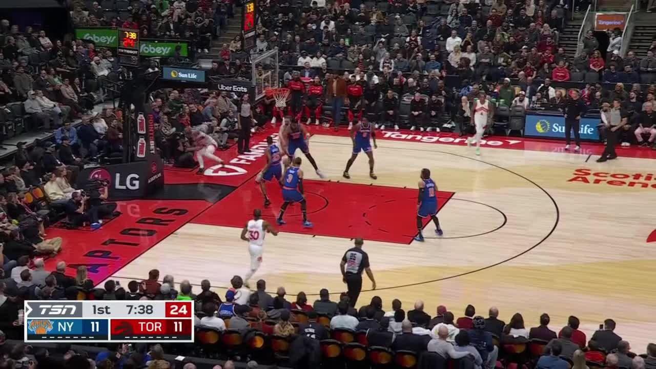 Gradey Dick whiffs on a dunk, spills into cameraman