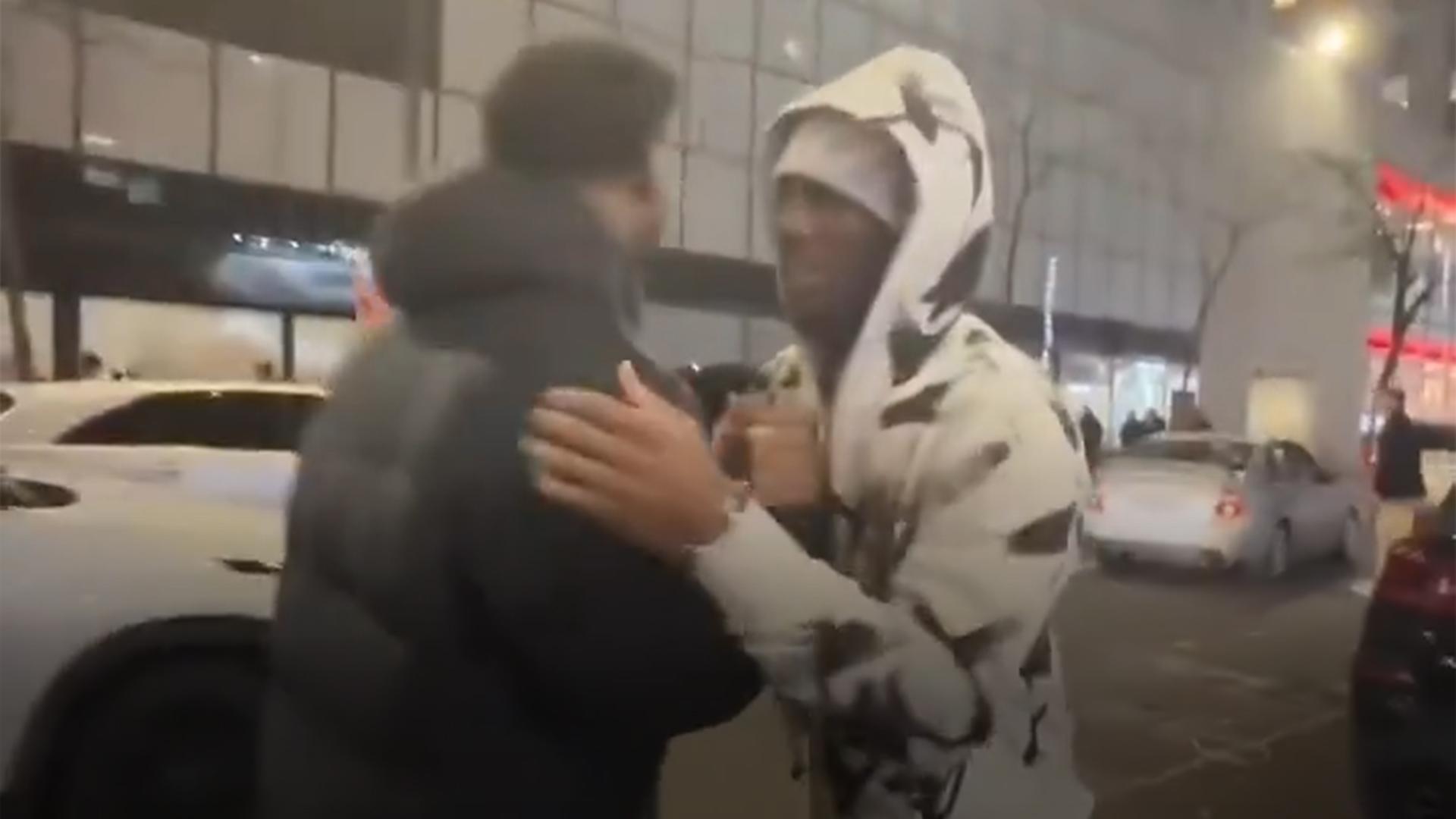 Shedeur Sanders tosses football with Malik Nabers on NYC street