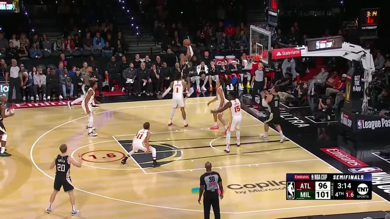 Giannis gets the tough fadeaway to fall