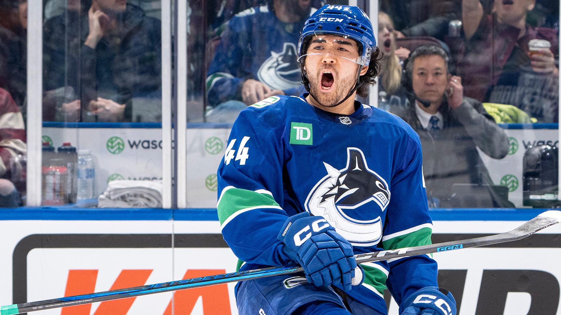 Kiefer Sherwood's hat trick powers Canucks to victory