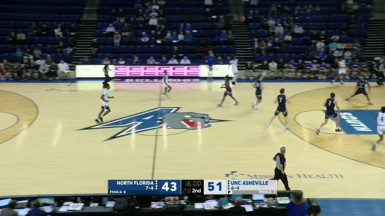 UNC Asheville pulls off alley-oop lob from beyond half court