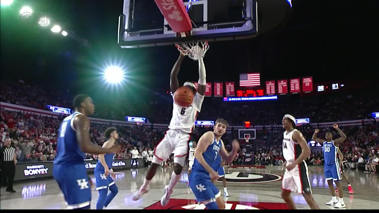 Somto Cyril gets up for a strong jam for Georgia