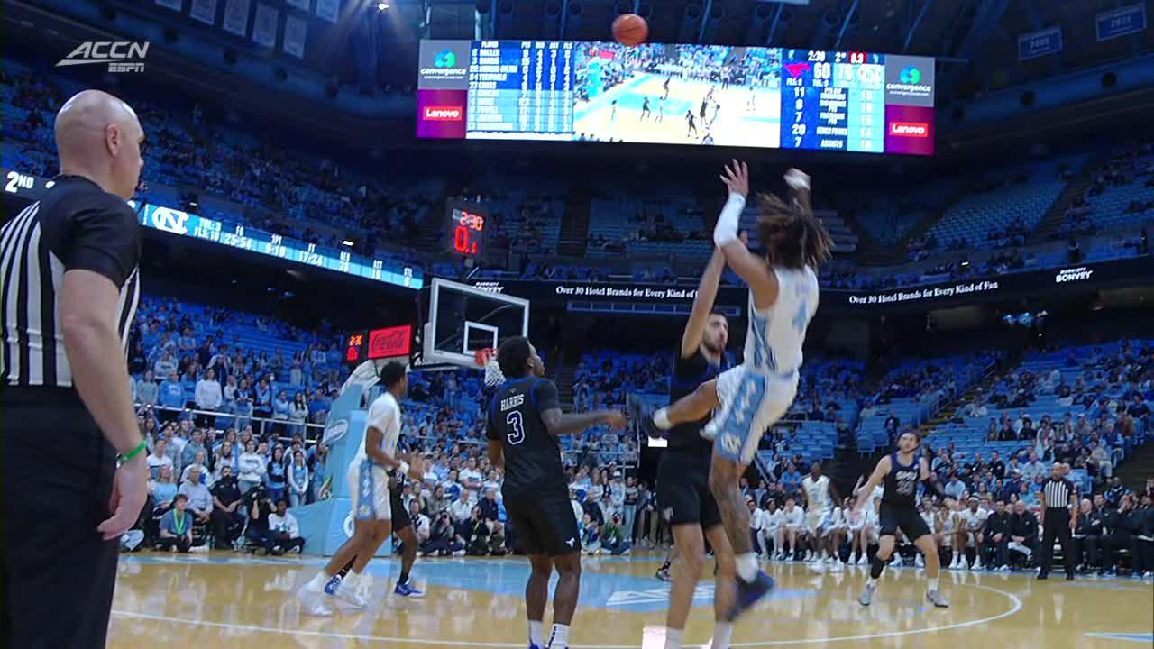 RJ Davis sends North Carolina into a frenzy with this amazing trey