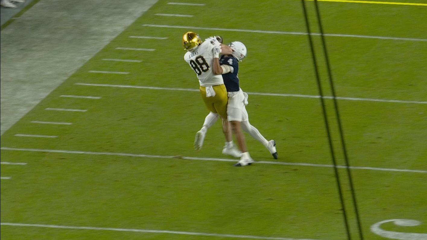 Notre Dame's Mitchell Evans makes a great catch on third down