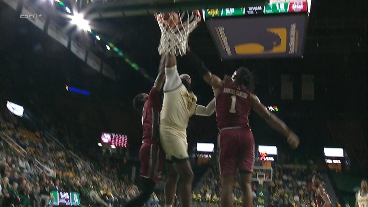 George Mason's Haynes pumped after dunking over 2 defenders